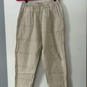 Striped Beige Ankle Pants